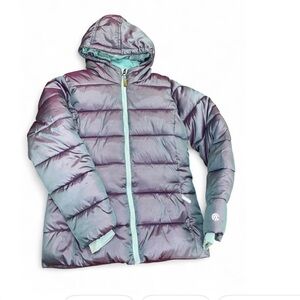 Girls large Metallic/Holographic Purple Puffer Jacket